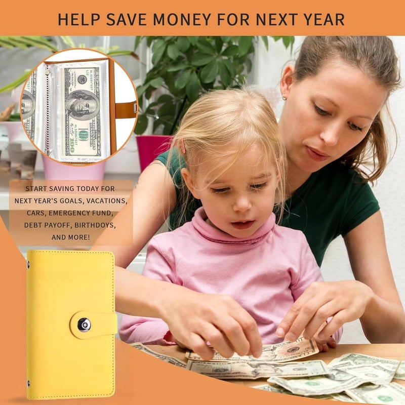SUSOYAOCHEN 100 Envelope Challenge Binder with Lock, Savings Challenges Book with Envelopes,Envelopes Money Saving Challenge Savings Binder Successfully Reach Your Savings Goals (Yellow A) - Image 4